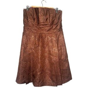 Priscilla Of Boston | Brown Strapless Bridesmaid Cocktail Party Dress Size 16
